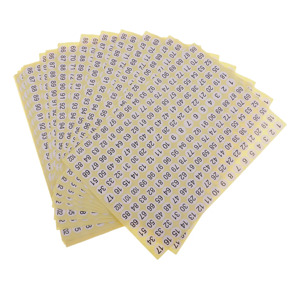 15 Sheets Round Sticky 1 to 102 Numbers Stickers, Self Adhesive Small Garment Numbered Labels, for Home, School & Office Use