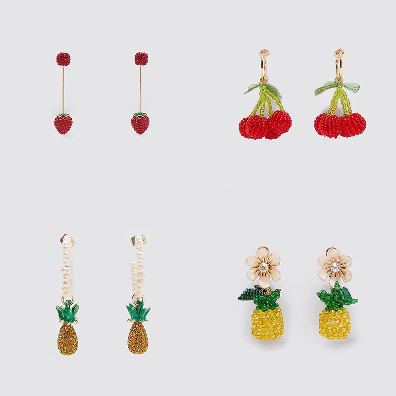 Женские серьги-подвески ZA висячие серьги ручной работы с фруктами вишней