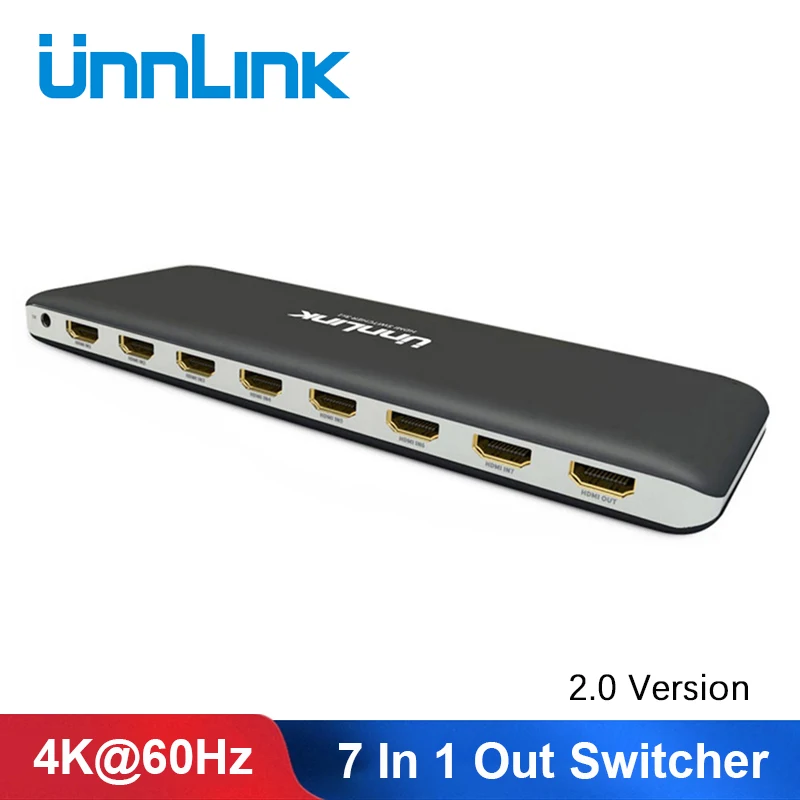 Scollega Switch 2.0 compatibile HDMI 7X1 UHD4K @ 60Hz HDCP 2.2 HDR 7 In 1 Out con telecomando IR per Smart TV MI Box3 proiettore PS4