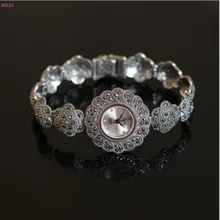 Стиль Тайское Серебро S925 серебро модные ювелирные изделия Изысканный сливовый браслет с дизайном «цветок» наручные часы для мужчин и женщин