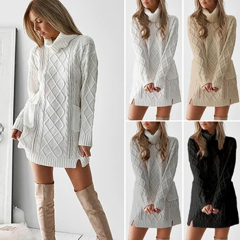 

Women Knitted Sweater Turtleneck Long Sleeve Pullover for Autumn Winter XRQ88