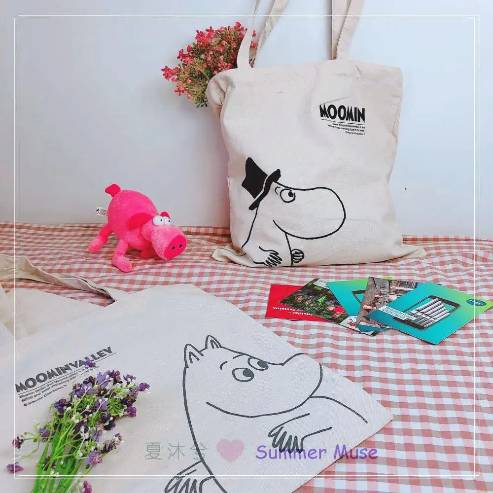 Moomin Muumi Новая модная сумка белая тканевая сумка с героями мультфильмов легкая Милая печать 37 см* 38 см Холщовая Сумка Сумочка muumi ручная сумка