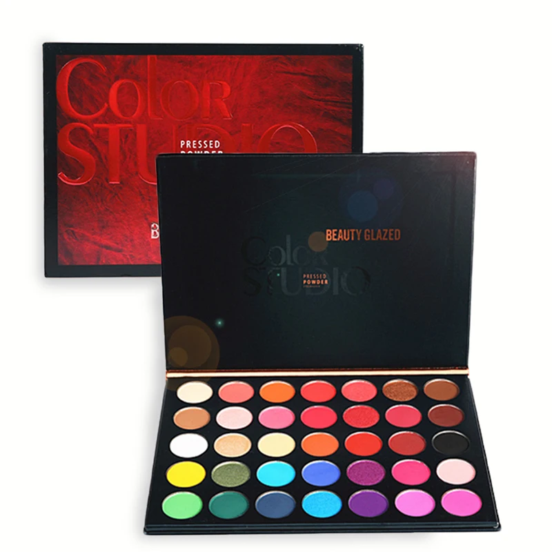 

Beauty Glazed 35 Colors Matte Eyeshadow Power Palette Glitter Shimmer Hot Make up Pigment Color Studio Big Eye Shadow Pallete