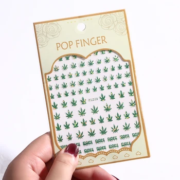 

1PC Green Maple Leaf Pattern 3D Nail Sticaaker 3D Magic Effect Nail Art Decoration Sliders Nail Art Transfer Sticker Decals