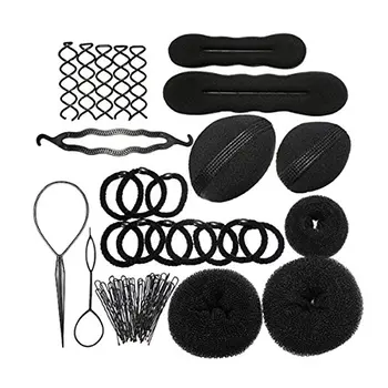 

Hairknots Manufacturers Roller Pigtail Twist Rubber bands Pens Hair Design Tools Set Black