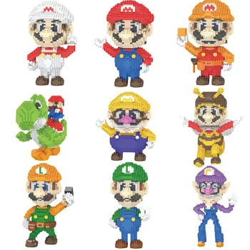 

Mini Super Mario Bros Mario Luigi Waluigi Blocks Kids Educational Micro Building Brick Toys