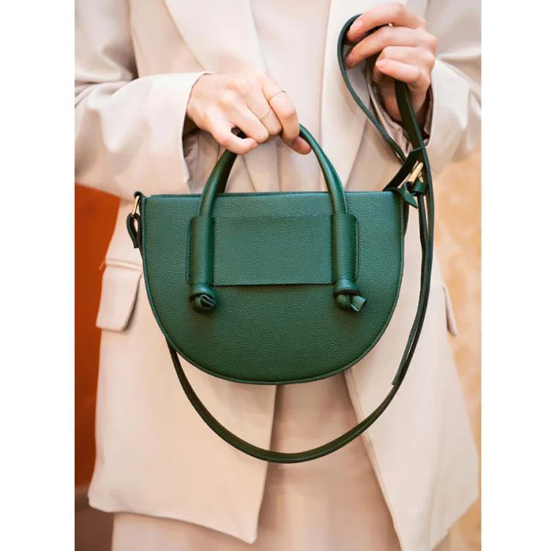 

Vintage Saddle Women Handbags Designer Semicircular Shoulder Messenger Bag Luxury Pu Leather Crossbody Bag Lady Small Purse 2019