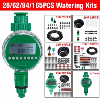 

165pcs 25cm DIY Micro Drip Irrigation System Plant Automatic Watering Sprayer Timer with Adjustable Dripper Garden Hose Kits