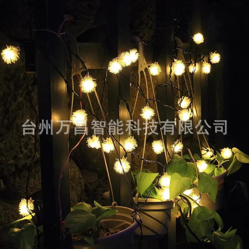 

Wandering Peddler Stall Supply Of Goods Creative Small Night Lamp LED String Lights With Battery Box LED Colorful Pom Lighting C