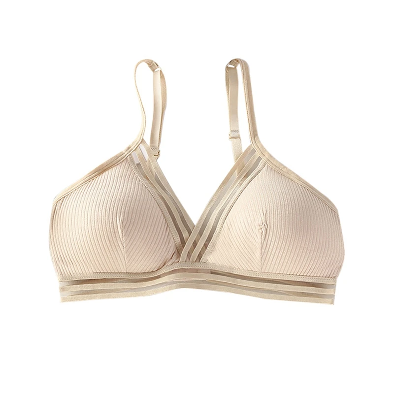 Women Casual Sexy Solid Color HollowedNo Trace Without Steel Ring Ow Buckle Adjustable Gathered Ruffled Comfort Underwear Bra - Color: A