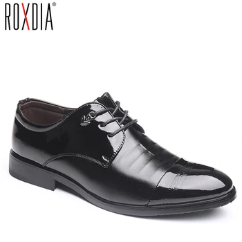 

Men Flats Formal Dress Shoes Business Men's Work Soft Patent'Leather For Man Oxford Flats ROXDIA Brand Plus Size 39-48 RXM134