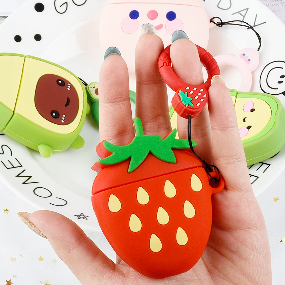 3D милый мягкий силиконовый чехол для наушников с изображением авокадо и фруктов для Apple Airpods, чехол для беспроводных Bluetooth наушников