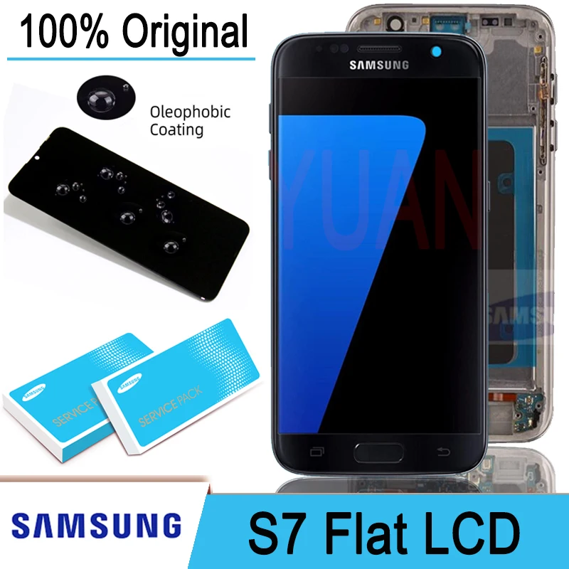 100% Оригинальный 5 1 ''Super AMOLED ЖК дисплей с рамкой для SAMSUNG Galaxy S7 плоский G930 G930F