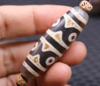 

unique Magic Tibetan Old oily Agate 6 eye Tiger-tooth Totem dZi Bead