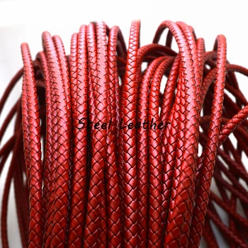 

5m/lot Approx 5mm Round Braided Leather Cords Vintage Black Coffee Red Leather String Rope for Bracelet Jewelry Making Bracelet