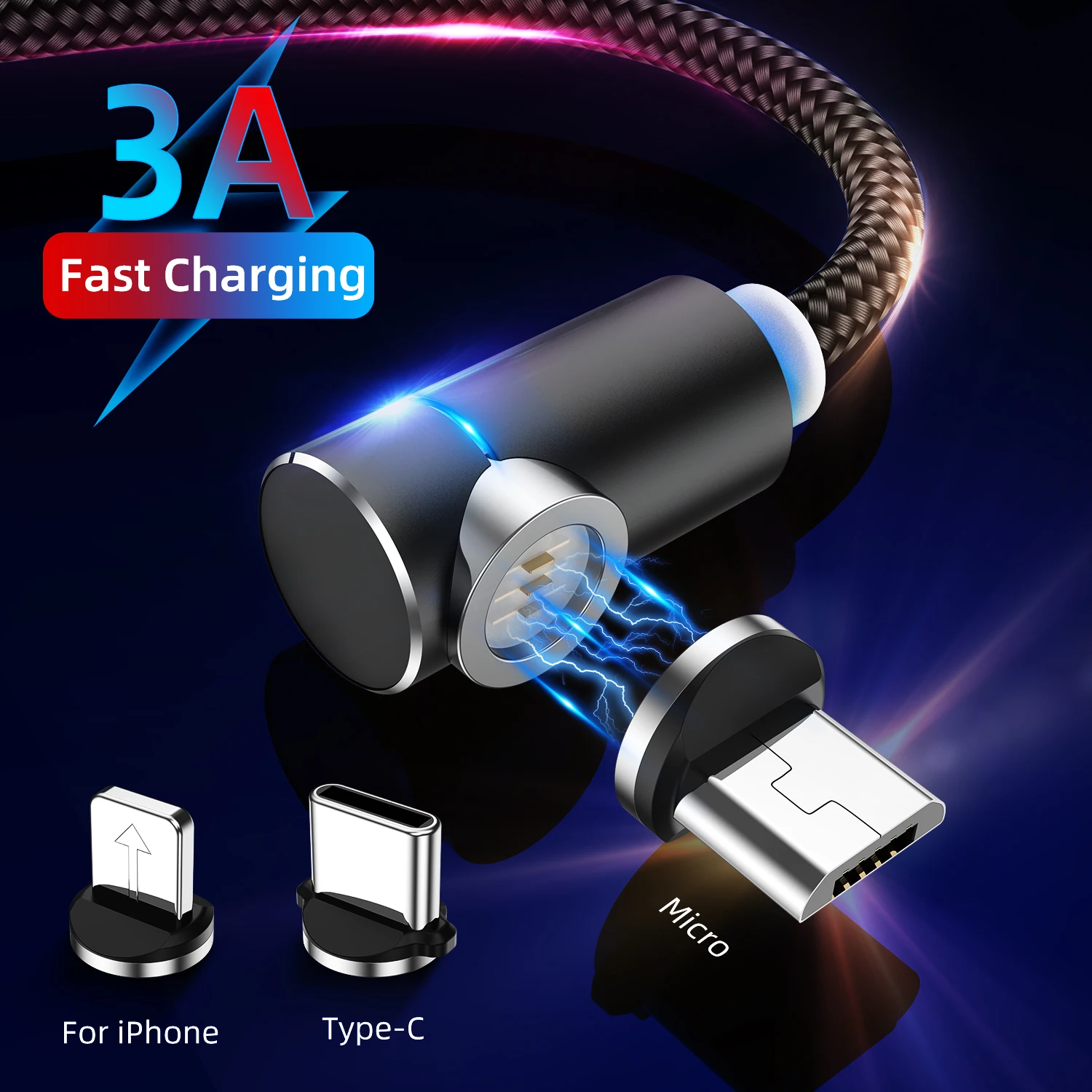 Магнитный USB кабель USLION для Samsung S9 магнитный быстрой зарядки и передачи данных Тип