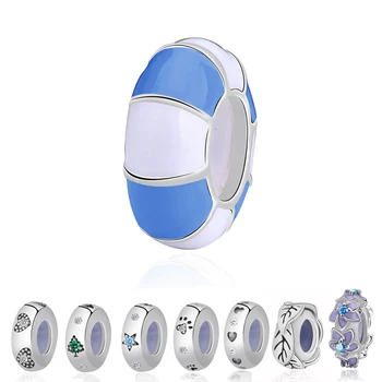 

2019 Authentic 925 Sterling Silver Smooth Round Spacer Stopper Beads For Jewelry making Fit Original Pandora Charm Bracelets