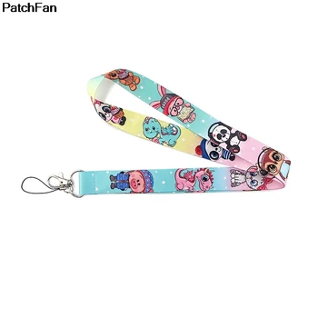 

20pcs/lot A3123 Patchfan Cartoon Animals World Keychain Lanyard Webbing Neck Strap Fabric ID Badge Holders Necklace Accessory