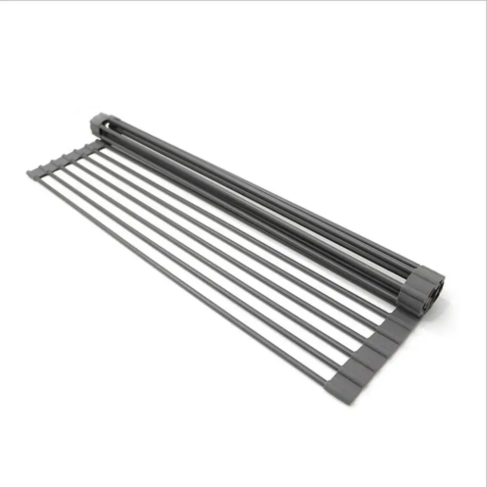 

Foldable silicone drain frame rollable sink water control frame easy to store kitchen easy to store kitchen rack