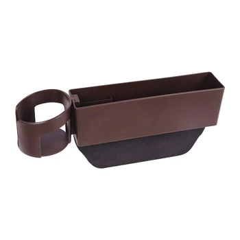

Car Seat space Filler, Brown Car Seat Side Pocket with Removable Cup Holder and Card Storage Area, Car Seat space Catcher for Dr