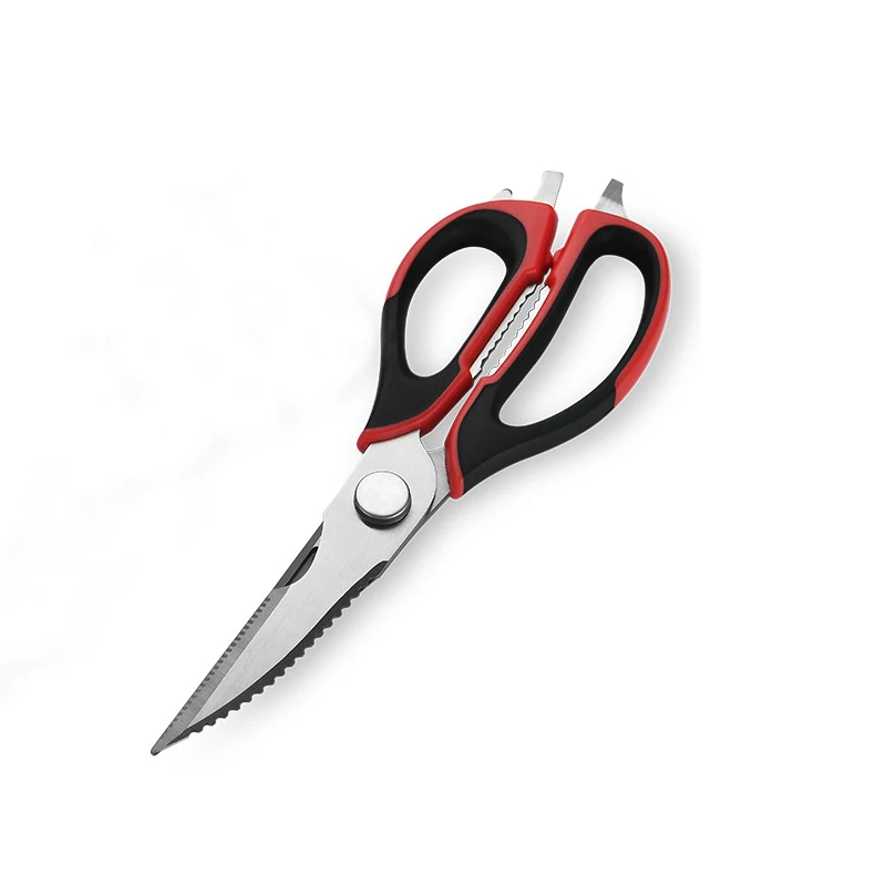 Кухонные ножницы, нож для рыбы, курицы, бытовые многофункциональные ножницы из нержавеющей стали, ножницы, инструменты для приготовления пищи - Цвет: red and black