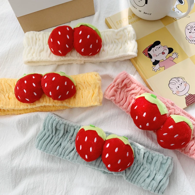 

1pc Cute Multicolor Strawberry Fruit Headband Woman Face Makeup Makeup Headband Polyester Spandex Cloth Hair Band