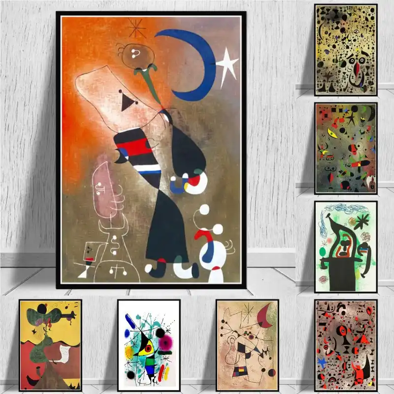ジョアン ミロ有名な絵画抽象ポスターやプリントキャンバスの絵画の写真壁抽象的な装飾家の装飾 Painting Calligraphy Aliexpress