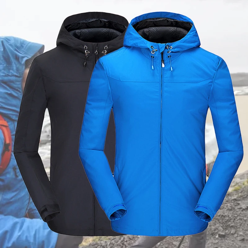 

Men's Outdoor Waterproof Soft Shell Jacket Windbreaker Ski Hooded Coat Hiking Rain Jackets Camping Fishing Tactical Clothing