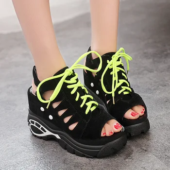 

Women High Heels Shoes 2020 New Spring Summer Peep Toe Wedge Sandals Women Sexy Lace up Plus-size 35-40 Sandalias de mujer