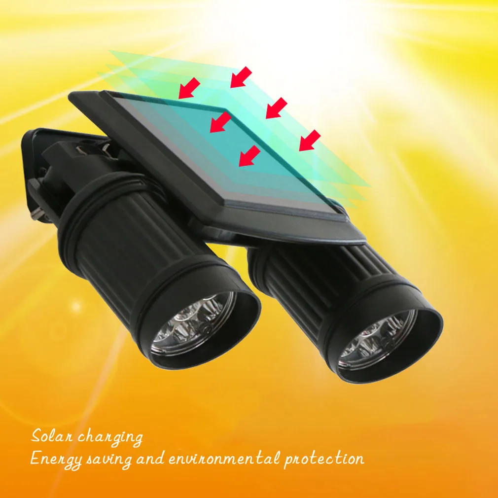 

14 LED Dual Head Spotlight PIR Motion Sensor Auto Solar Powered Lights Adjustable Waterproof Wall Light for Deck Yard Garden
