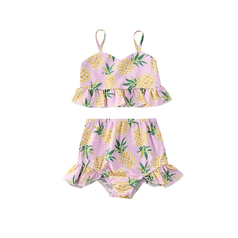 

1-5 Years Girls Bikini Set Swimsuit Pineapple Print Two Piece Swimwear For Girls Children Bikini Set 2020 Girls Swimming Suit