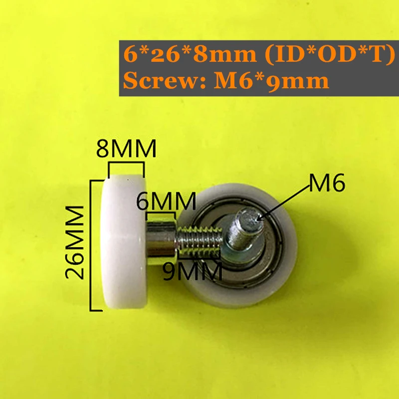 6x26x8mm Pom Bearing With M6x9 Screw 10pcs Pu Pulley Wheels 696 Deep