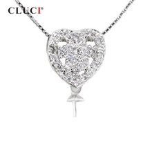 CLUCI 925 пробы серебристый в форме сердца с жемчужинами крепление Подвески Серебро 925 Для женщин Очаровательная Подвеска Бижутерия