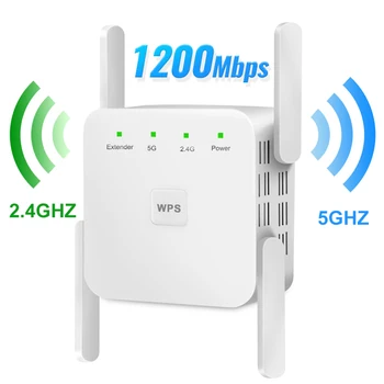 

WiFi Repeater WiFi Extender 2.4G 5G Four-Antenna Access Point RJ45 Interface WiFi Range Extender Signal Booster