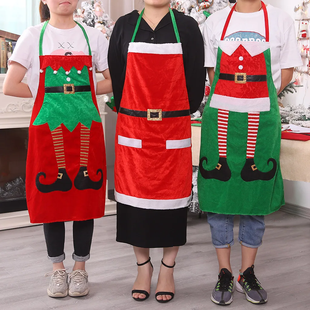 Christmas Apron Merry flannel Women Home Kitchen Restaurant Baking Cooking Bib Aprons Cleaning Tool | Дом и сад