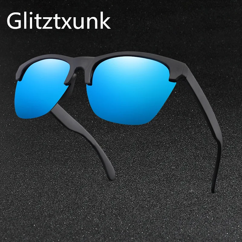 Glitztxunk Polarized Semi-Rimless Sunglasses Women Men Square Mirror UV400 Classic Brand Designer Retro Sun Glasse Oculos De Sol |