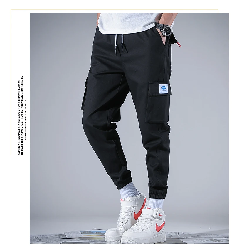 2019 осенние брюки карго мужские уличные винтажные модные хип-хоп брюки длиной до щиколотки тактические однотонные хлопковые брюки карго