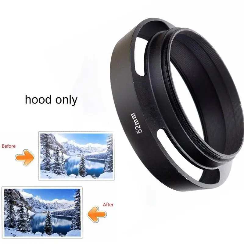 

52mm Black Vented Curved Metal camera lens Hood for Pentax for S