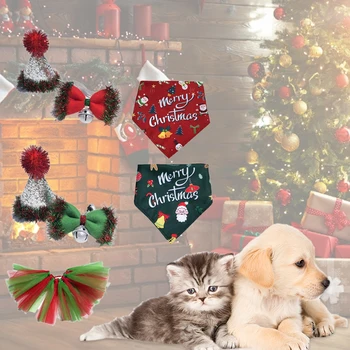 

Pet Dogs Caps With Bowknot Cat Dog Festival Celebration Costume Sequin Design Headwear Cap Hat Christmas Party Pets Accessories