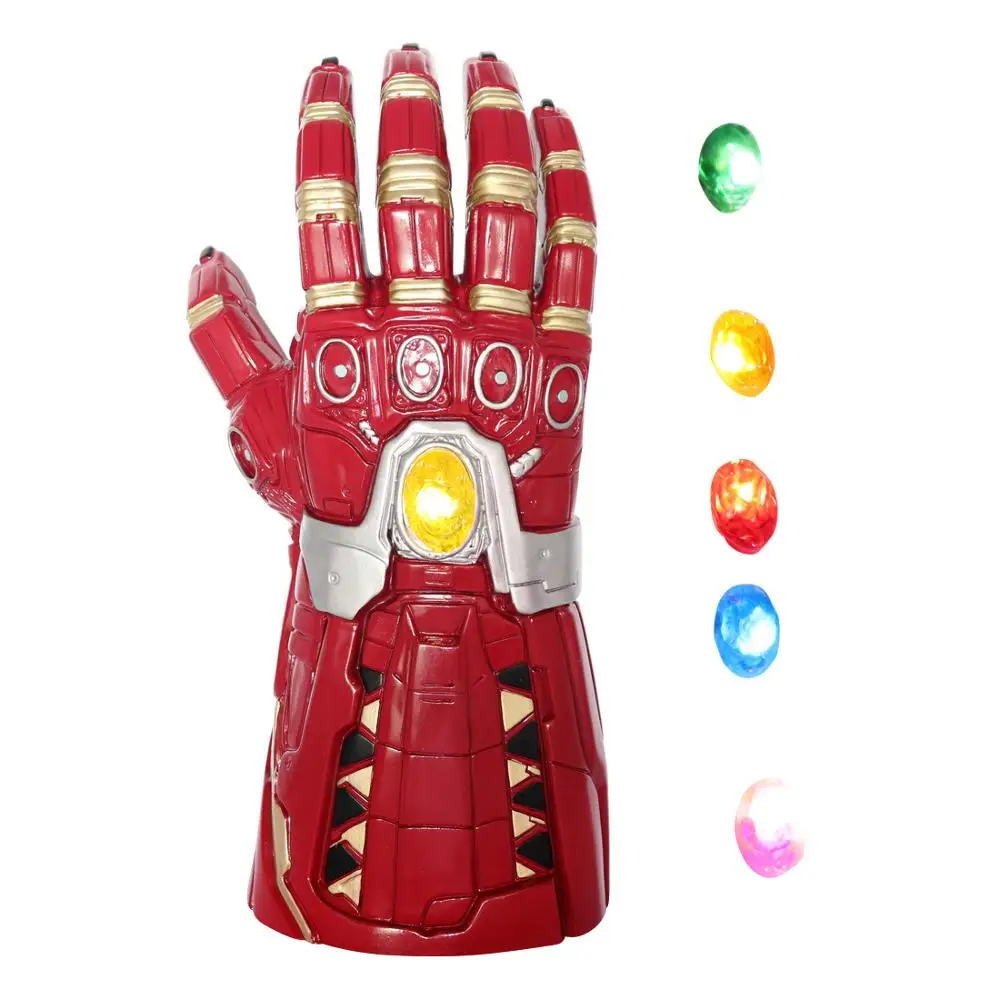 New Infinity Gauntlet The Avengers Superhero Iron Man Cosplay Gloves Thanos LED Glove PVC Snap Mittens Child Adult Halloween Toy