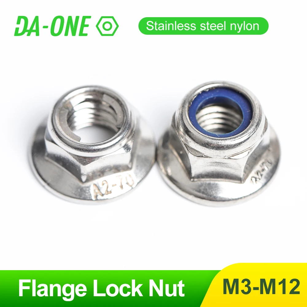 

2-10PCS M4 M5 M6 M8 M10 M12 Stainless Steel Hex Flange Nylon/Metal Lock Nut Hexagon Nuts Nylon Lock Nuts High Quality
