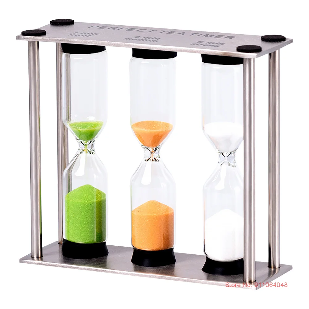 Stainless Steel 3 In 1 Metal Hourglass 3/4/5 Minutes Kids Brushing Timer Desk Accessories Sandglass