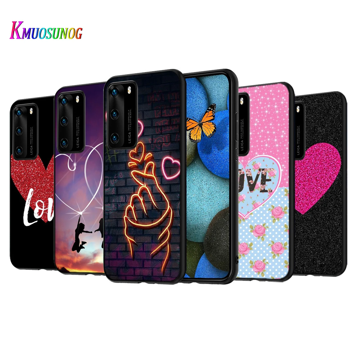 Модный силиконовый чехол розового цвета с надписью Love для Huawei P50 P40 P30 P20 Pro P10 P9 F8 Lite