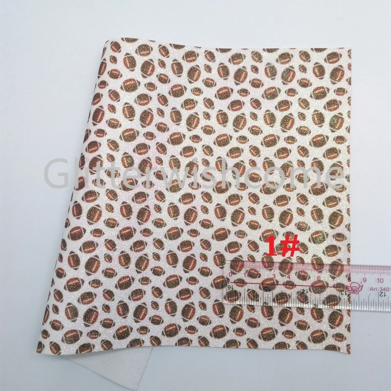 Glitterwishcome 21X29 см A4 Размер Футбол Бейсбол блеск с принтом ткань, блестящая кожа, искусственная из искусственной кожи винил для луков, GM454B
