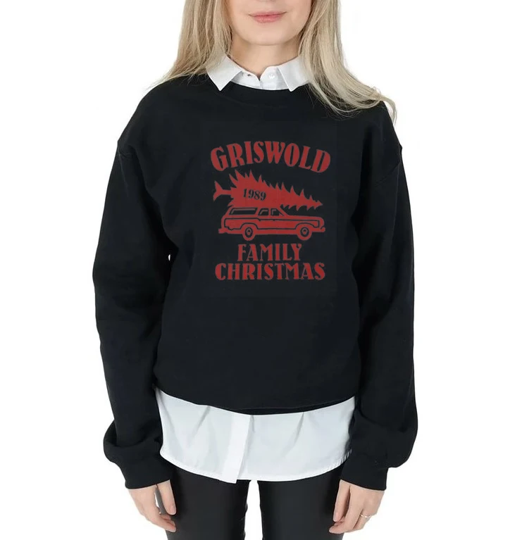 Griswold/1989; семейный свитер с рождественской тематикой; толстовки с принтом сантановой елки; рождественские Топы; Модный Повседневный пуловер из хлопка