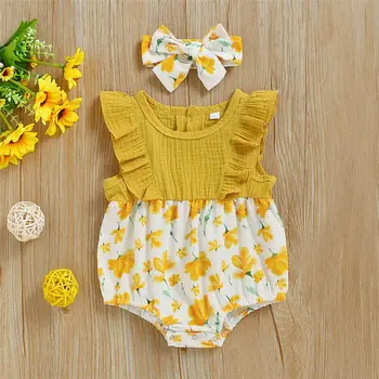 

US Summer Newborn Kid Baby Girl Clothes Romper Jumpsuit Bodysuit Floral Outfit 0-24 months