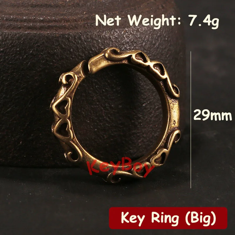 Small Keyring Винтажный медный 12 Зодиак крыса автомобильный брелок Подвески Lucky латунь животное дракон змея мышь кролик бык лошадь собака статуя брелок - Цвет: Small Keyring