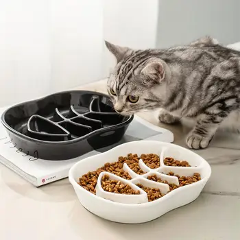 

High-quality Ceramics Slow Feeder Bowl Slow Feeder Pet Feeder Bowl Avoid Indigestion And Obesity For Pet Cat Healthy Eating Diet