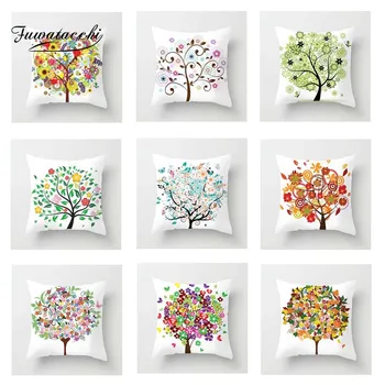 

Fuwatacchi Multi-Color Tree Cushion Cover White Soft Throw Pillow Cover Decorative Sofa Pillow Case Pillowcase