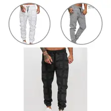 

Straight Pants Slim Pockets Mid Waist Ankle-banded Drawstring Sweatpants Men Sweatpants for Daily Wear